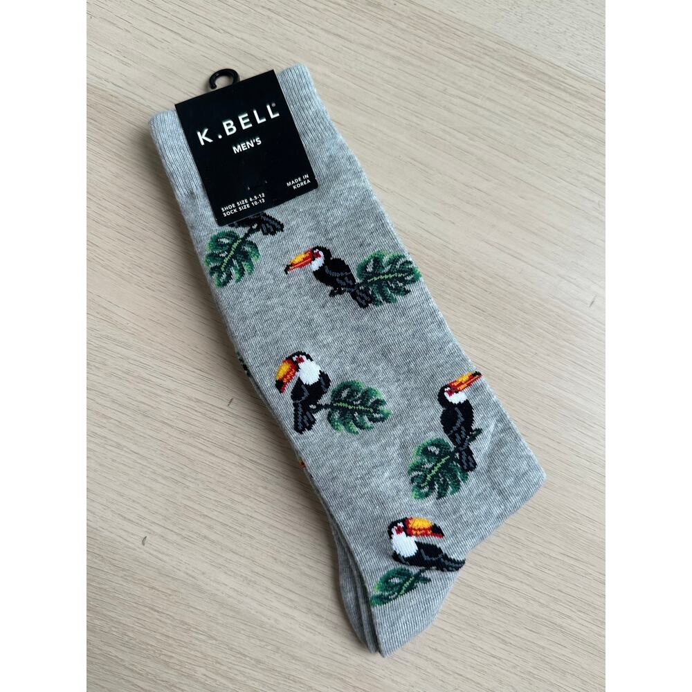 K. Bell Toucan Crew Grey Socks - One Size - New